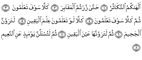Holy Quran 102 Surah Takasur
